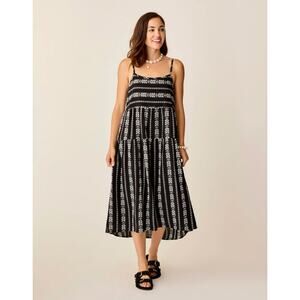 NWT Carve Jacey Textured Dress Relaxed Cami High-Low Dress Black Embroidered